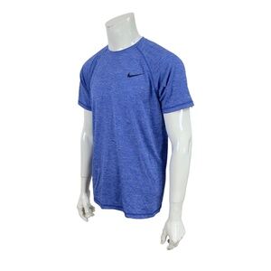 Nike Swim Men's Medium Dri-FIT Heather Blue Crew Neck T-Shirt UPF 40